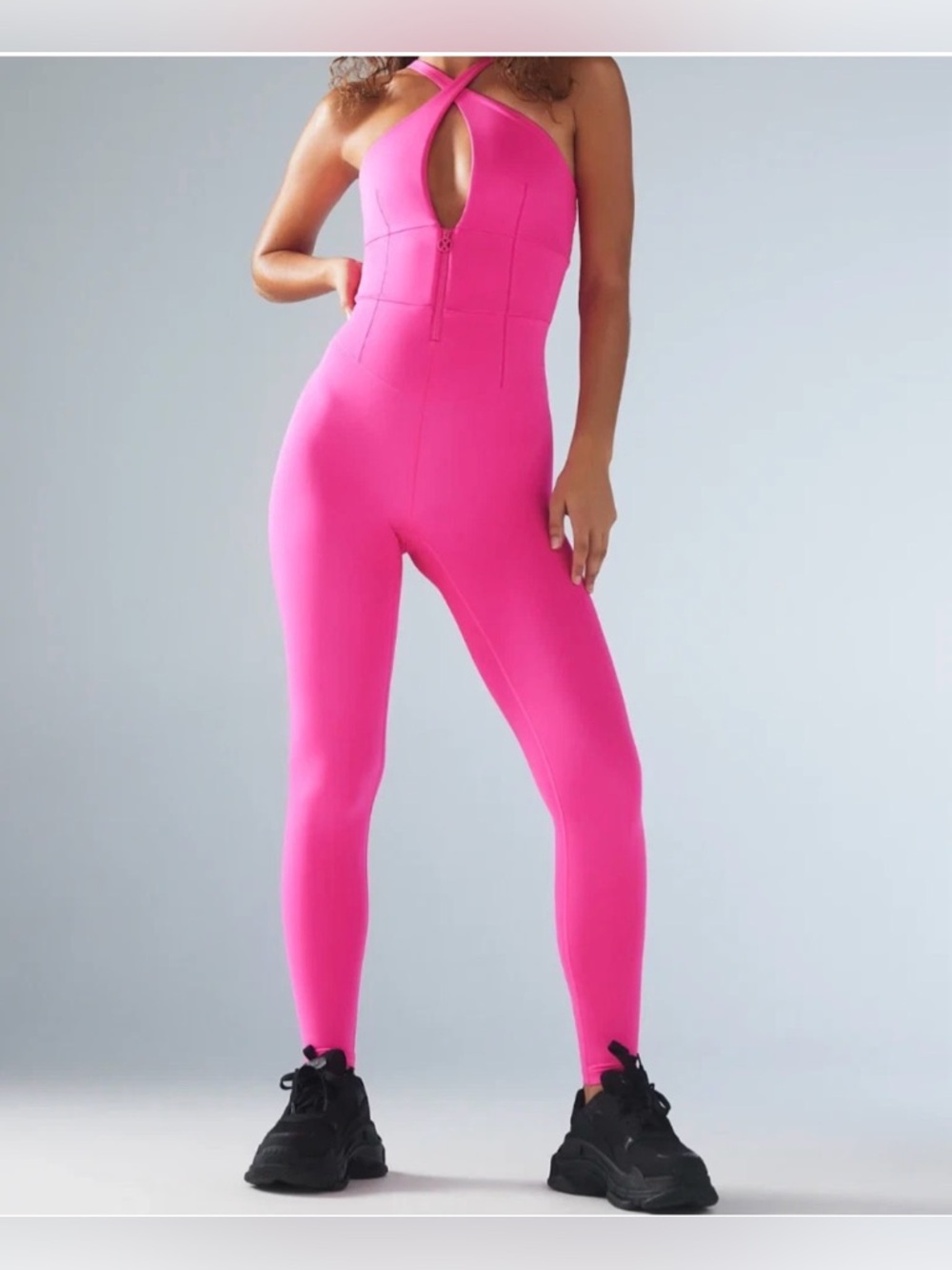 Savage X Fenty Hotline Cross neck Hot Pink Jumpsuit Size 4-6